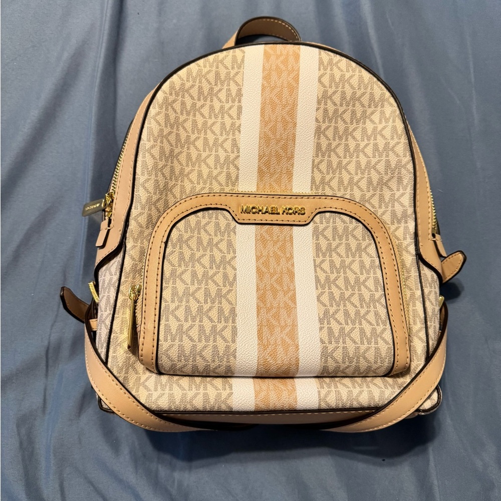 Michael Kors Cream and Brown Backpack